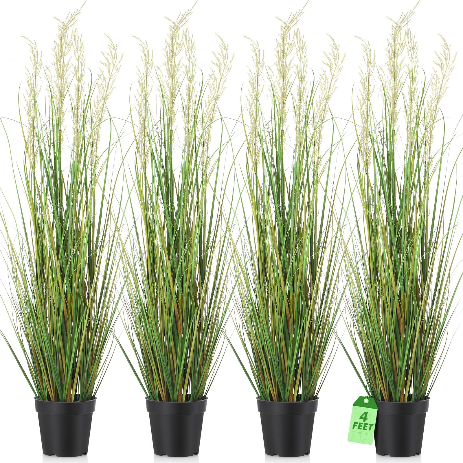 Jexine 4 Pcs Tall Artificial Grass Plant Potted Artificial Greenery Floor Plants Faux Pampas Gras... | Amazon (US)