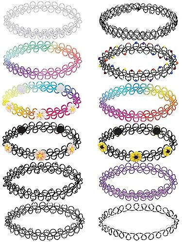 BodyJ4You 12PC Tattoo Choker Necklace for Women - 90s Choker Necklaces Fashion Trend - Pride Rainbow Choker Clear Black Purple Pink Daisy Flower | Amazon (US)