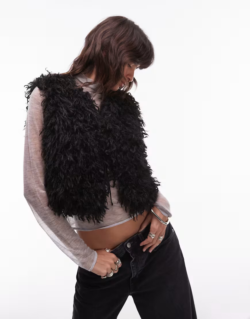 ASOS DESIGN faux fur vest in black | ASOS (Global)