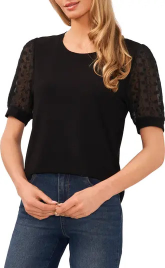 Mixed Media Puff Sleeve Top | Nordstrom