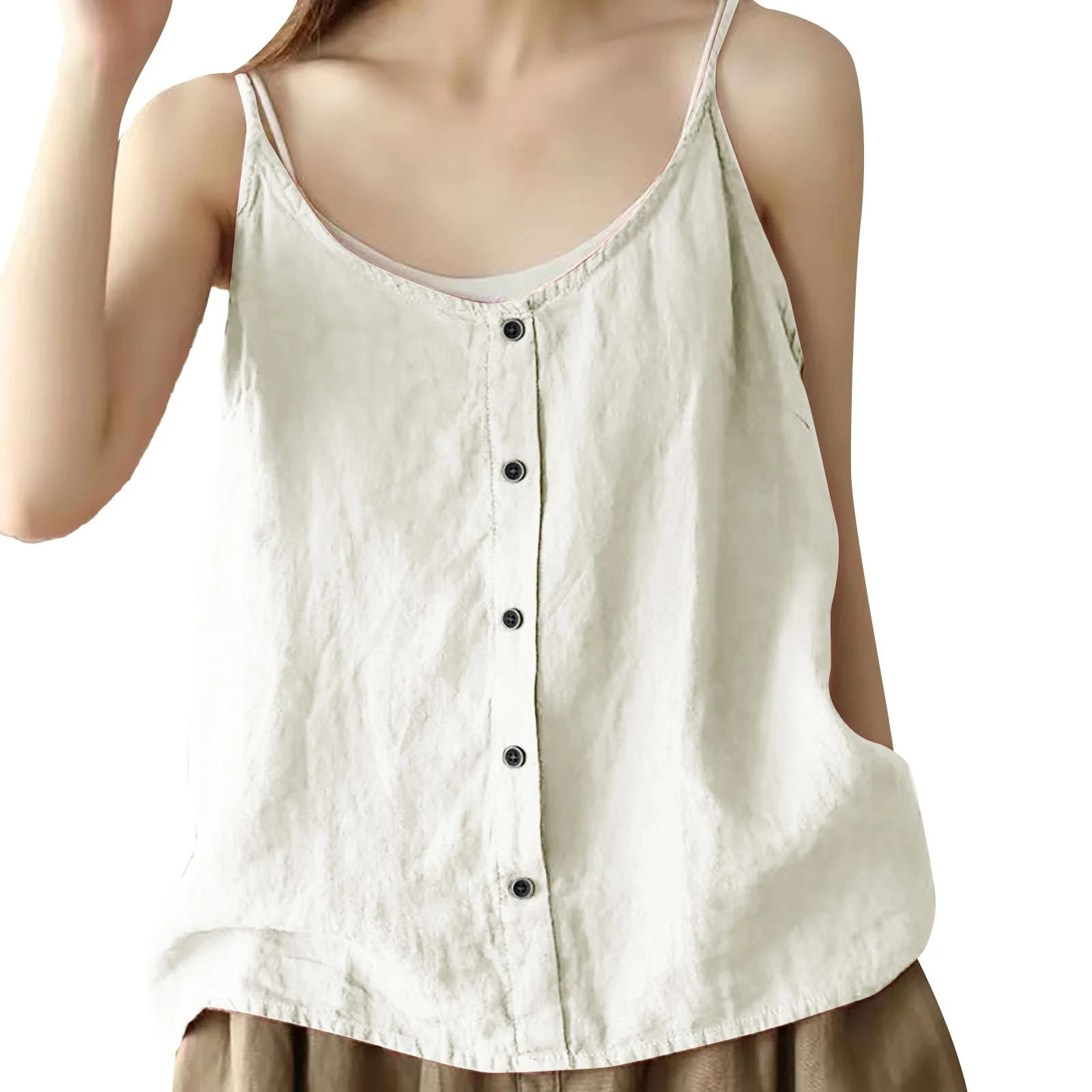 PMVFHDE Camisole Tops For Women Summer Button Down Tank Top Sleeveless Casual Top | Walmart (US)