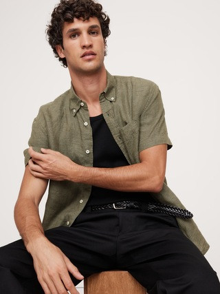 Standard-Fit Linen Short-Sleeve Shirt | Banana Republic (US)