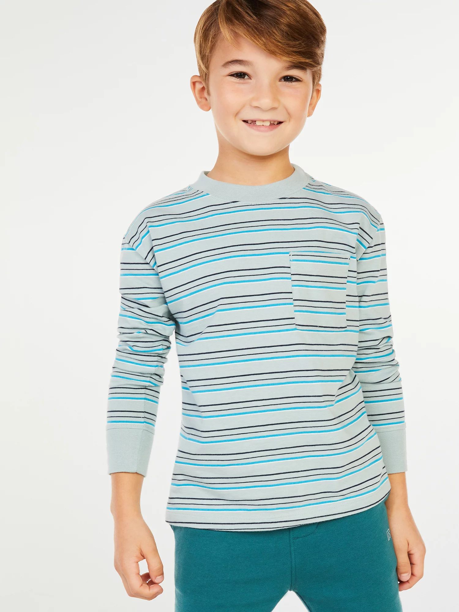 Free Assembly Boys Long Sleeve Stripe T-Shirt, Sizes 4-18 | Walmart (US)