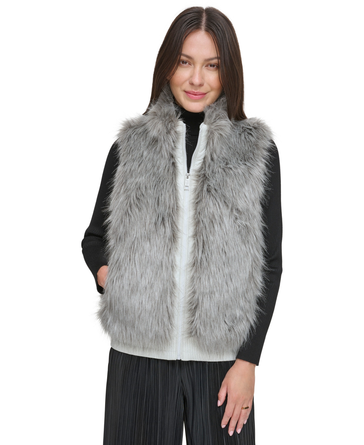 Dkny Women's Sleeveless Faux-Fur Vest | Macys (US)