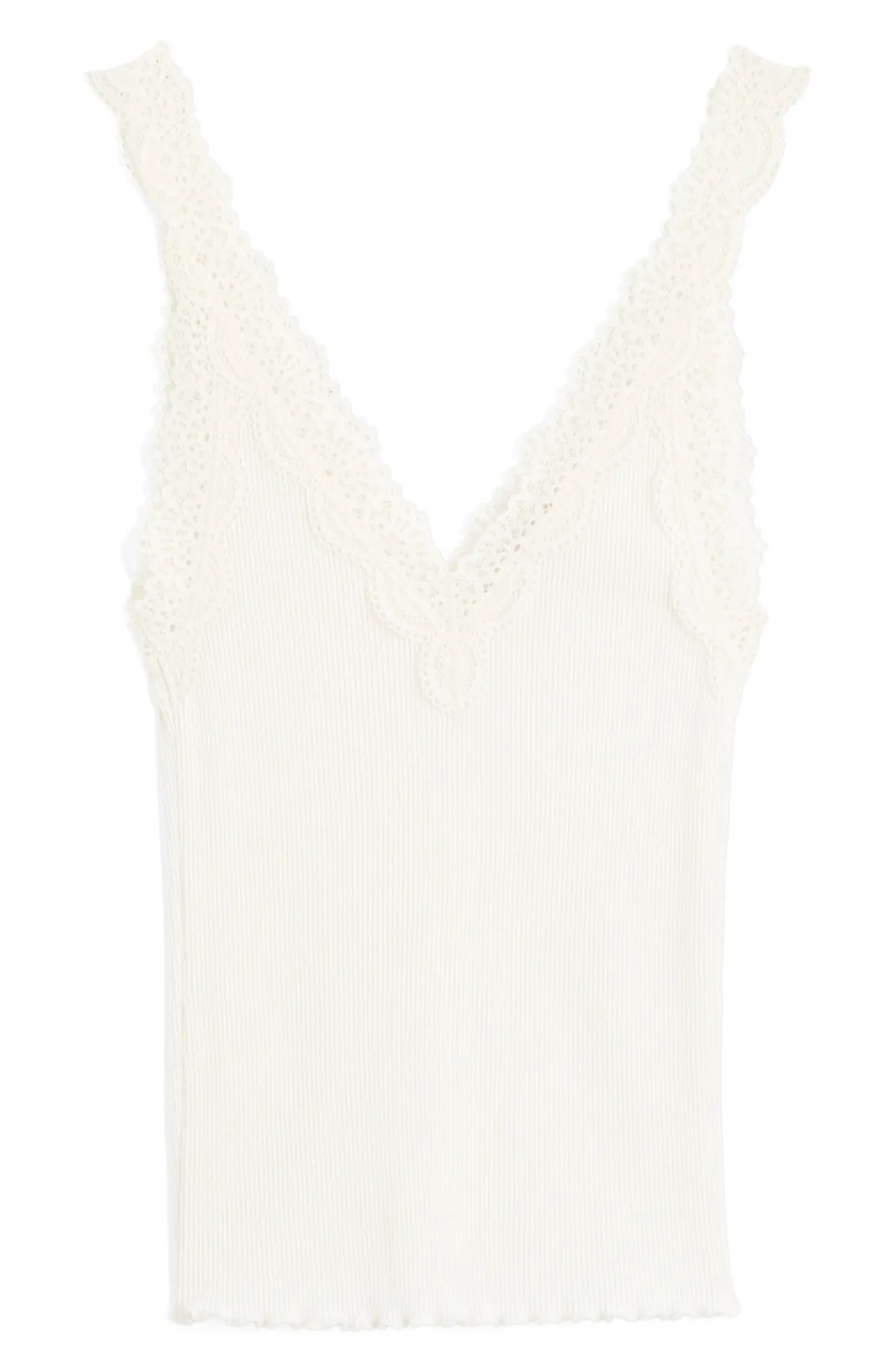 V-Neck Lace Cotton Blend Tank | Nordstrom