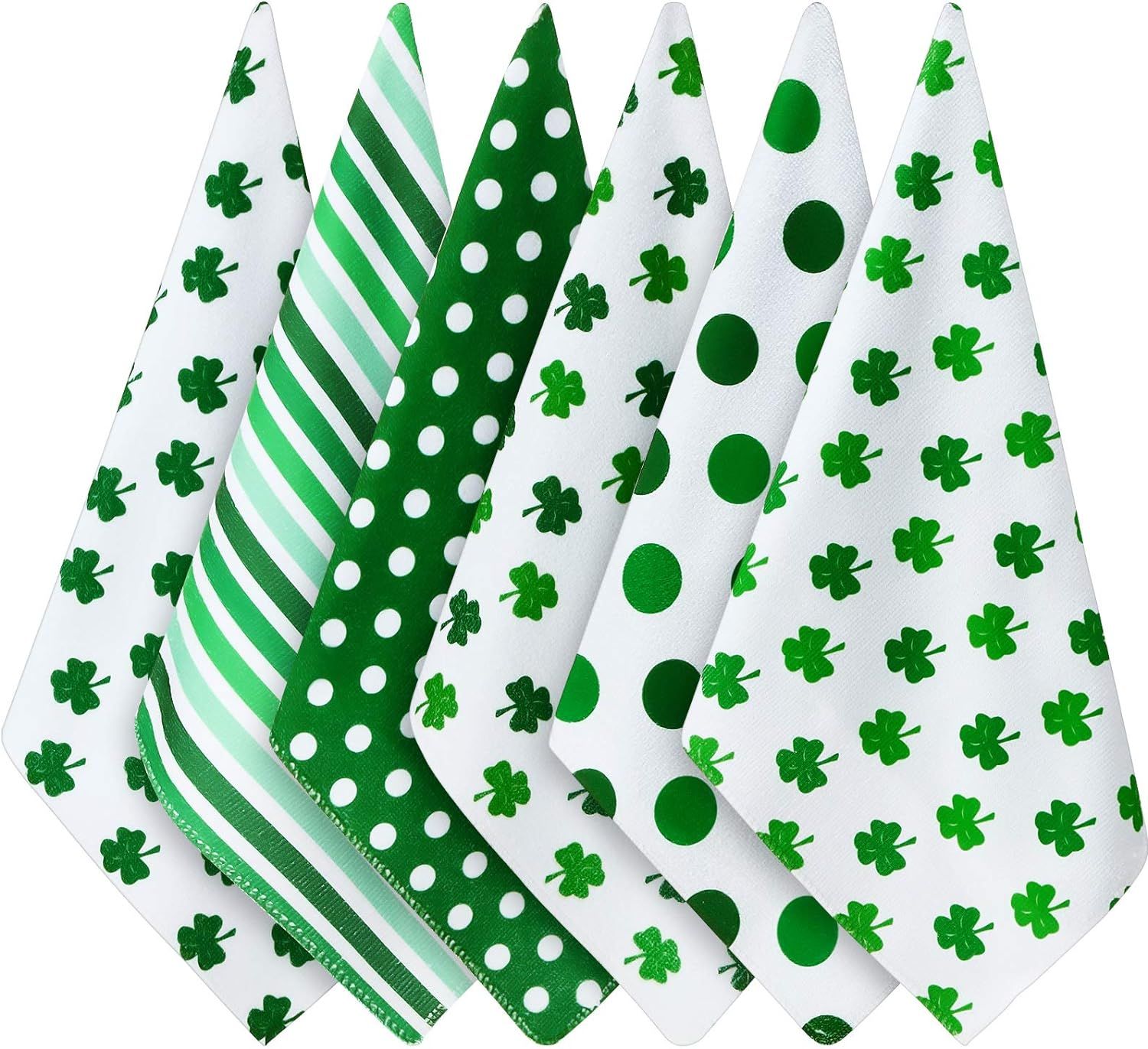 6 Pieces St. Patrick's Day Hand Towels Irish Shamrock Kitchen Towels Bath Towels Dish Towels Bath... | Amazon (US)