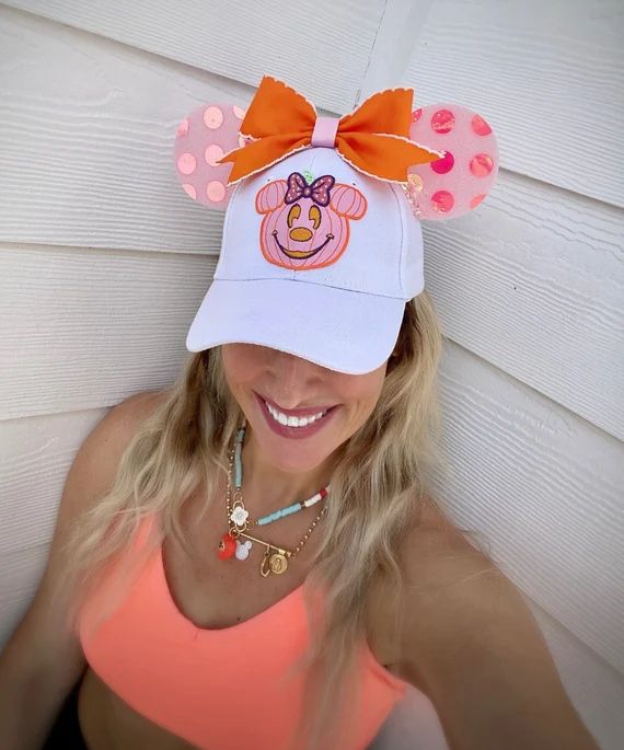 Pumpkin Mickey Hat - Pink & Orange Halloween Hat - Polka Dot Mickey Ears  - Halloween Hat for Dis... | Etsy (US)