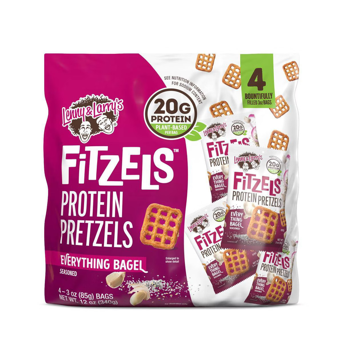 Lenny & Larry's Protein Fitzels Pretzels - Everything Bagel - 12oz/4ct | Target