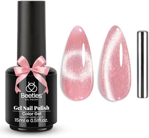 Beetles Pink Cat Eye Gel Nail Polish - 15ML Valentines Gel Polish Light Pink Cat Eye Shimmer Glit... | Amazon (US)