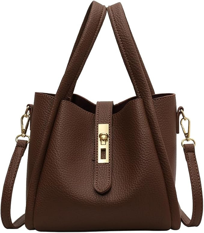 Bucket Bags for Women Vegan Leather Tote Bag Small Handbag Top Handle Bag Trendy Stachel Bag Cros... | Amazon (US)