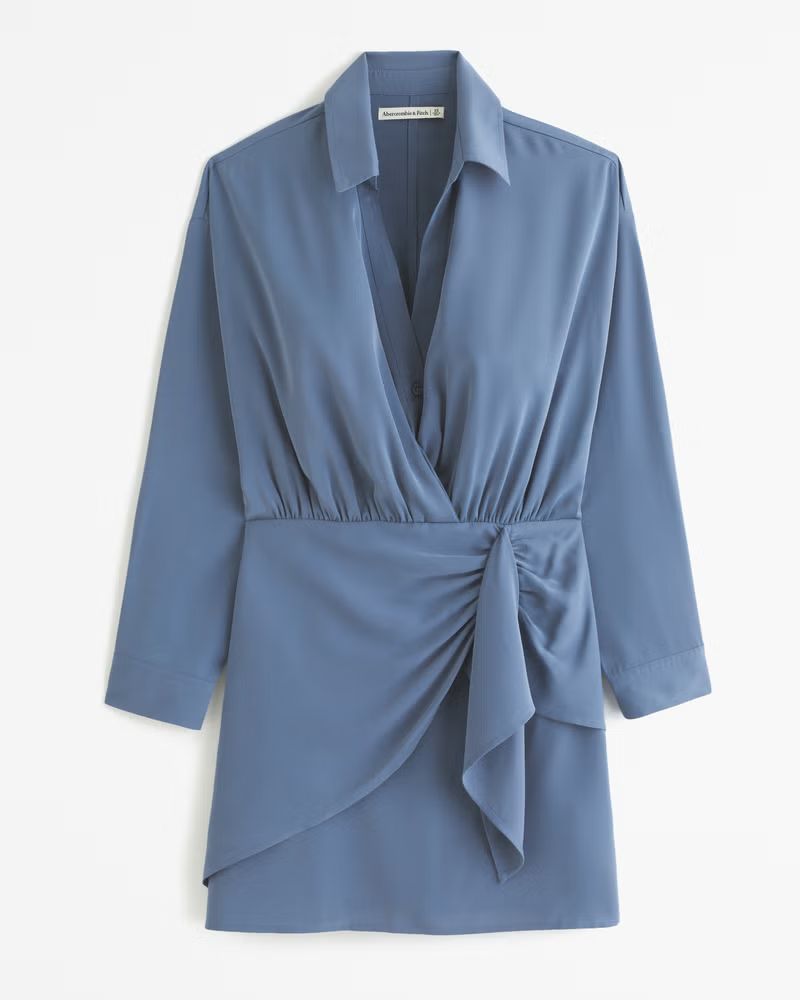 Long-Sleeve Wrap Shirt Dress | Abercrombie & Fitch (US)