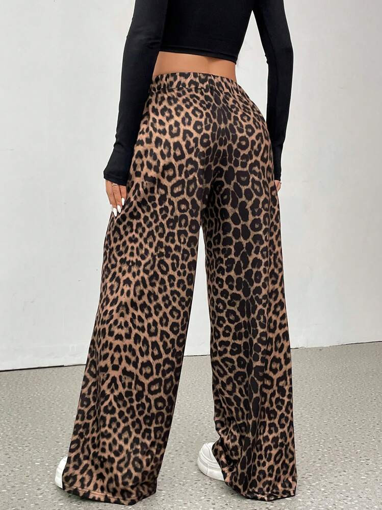 SHEIN EZwear Women Leopard Print Casual Lounge Pants Graduation,Back To School Outfits,Graduation,Teacher Outfits For Women,Back To School | SHEIN