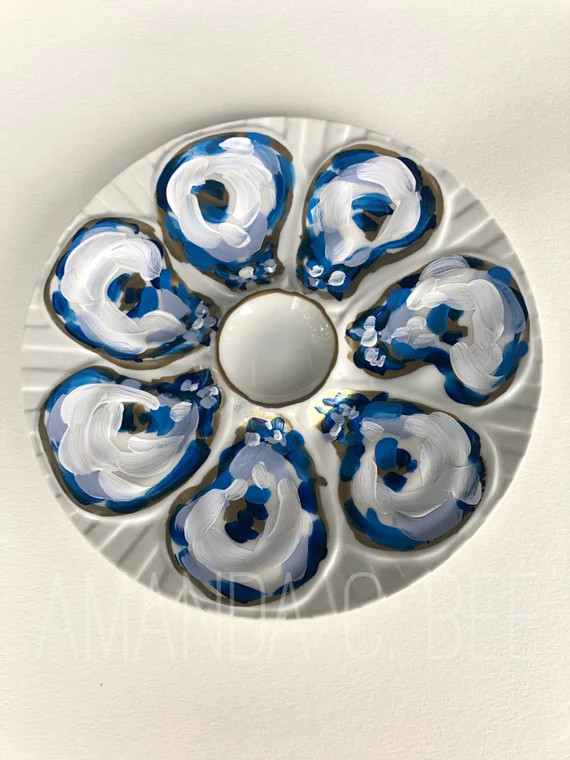 Blue and White Oyster Plate | Etsy (US)
