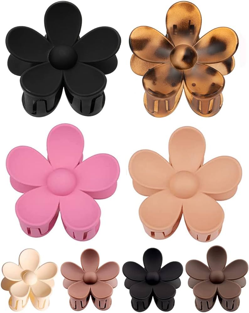 8Pcs Flower Claw Clips Large Hair Jaw Clips for Women Thick Hair Small Flower Hair Claw Clips for... | Amazon (US)