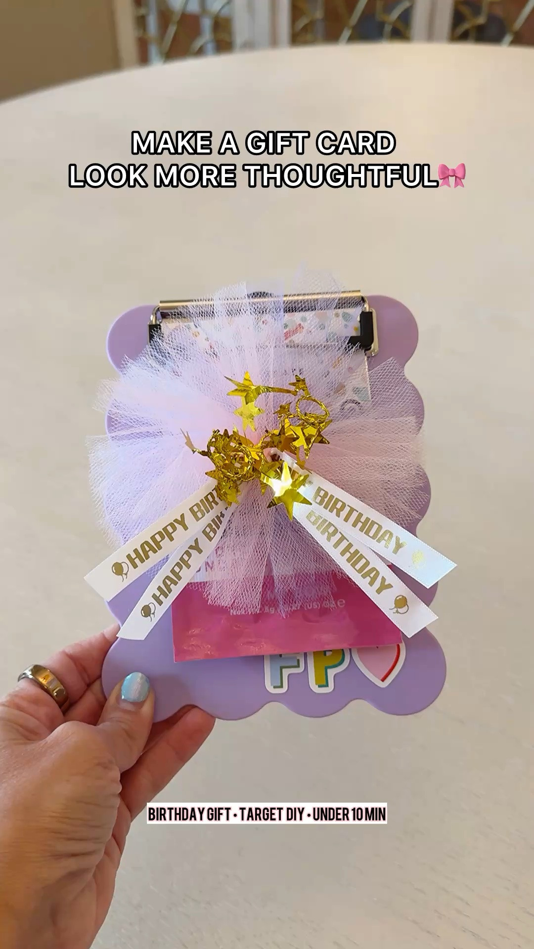 The cutest little clipboard gift! 💜 I dressed up a simple clipboard with a personalized ribbon, pizzazzy bow, and gift card to create an easy gift that’s perfect for teachers, birthdays, or anyone who deserves a little surprise. Sharing all of my favorite supplies here! 🎁✨

#LTKhpme #LTKGiftIdeas #GiftIdeas #GiftWrapping #GiftCardIdeas #TeacherGift #BackToSchool