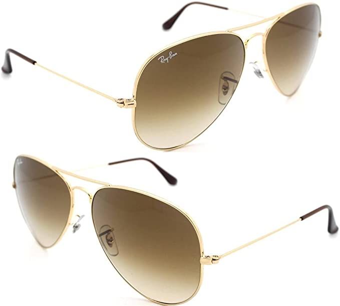 Authentic Ray-Ban Aviator RB 3025 001/51 62mm Gold / Brown Gradient Lenses Large | Amazon (US)