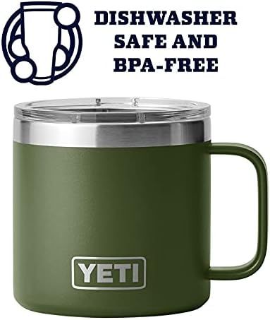 YETI Rambler 14 oz Mug, Vacuum Insulated, Stainless Steel with MagSlider Lid, Highlands Olive | Amazon (US)