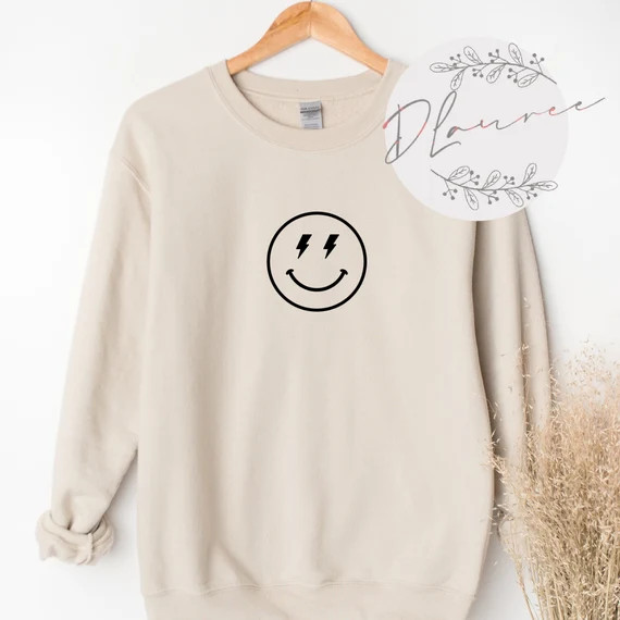 Smiley Face Sweatshirt  Vintage Smiley Face Crewneck  | Etsy | Etsy (US)