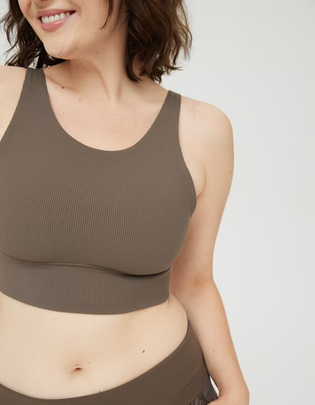 OFFLINE Ribbed Longline Sports Bra | American Eagle Outfitters (US & CA)