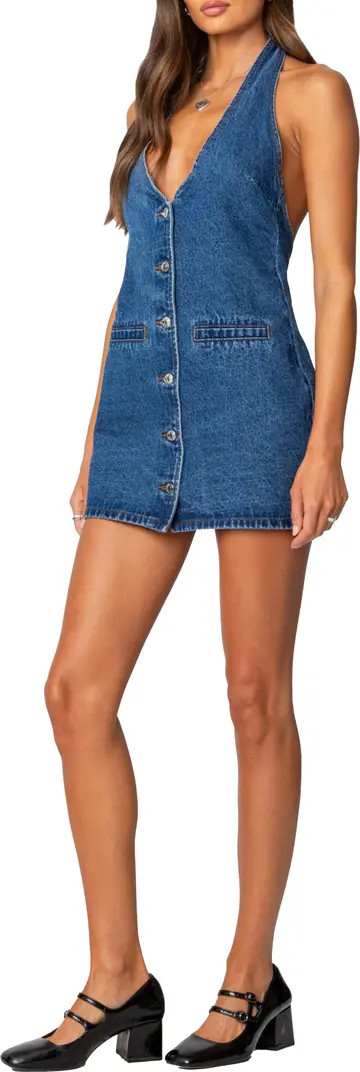 Destinee Denim Halter Minidress | Nordstrom