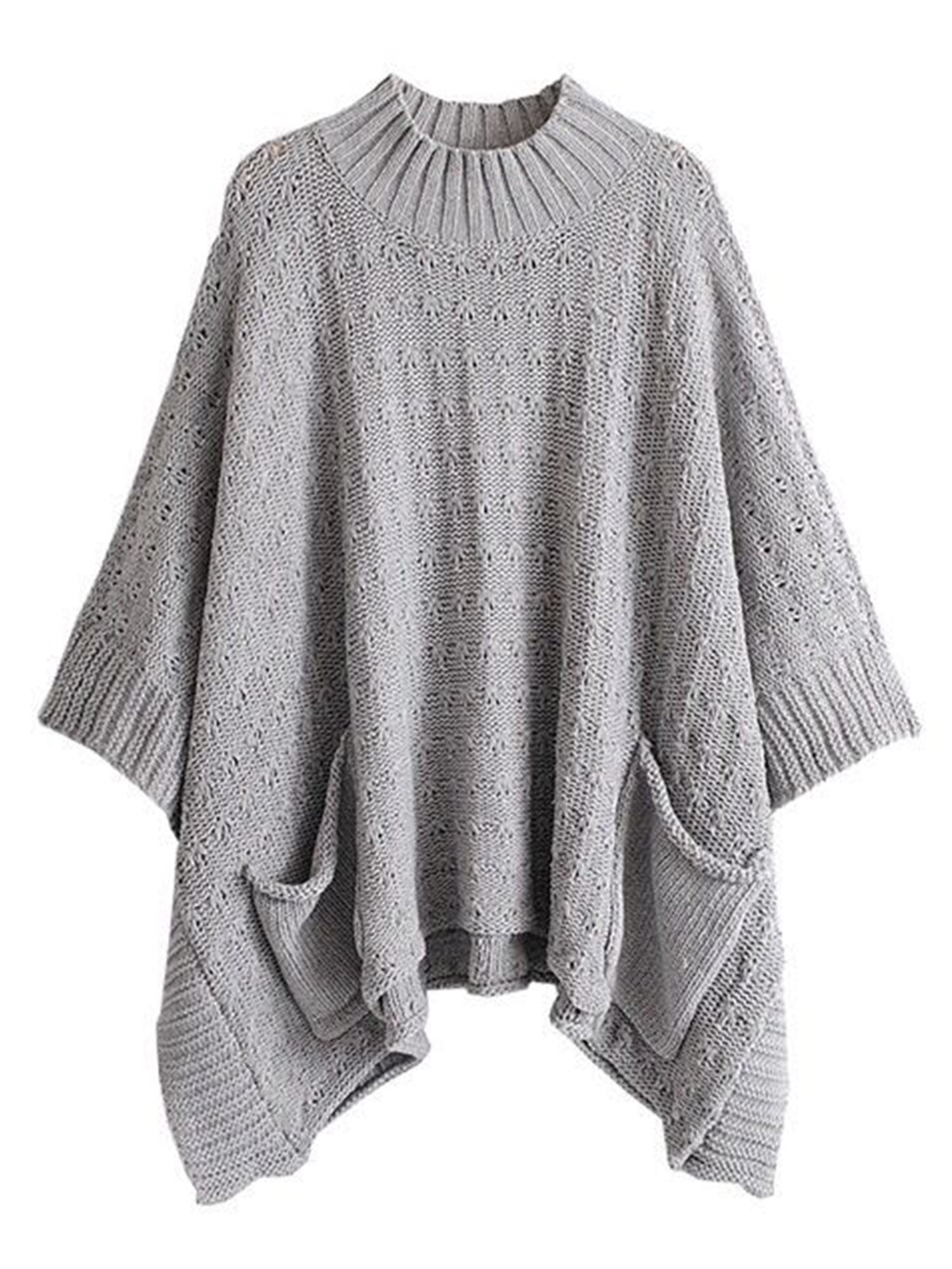 'Agnes' Ribbed Cape Grey Poncho Sweater | Goodnight Macaroon