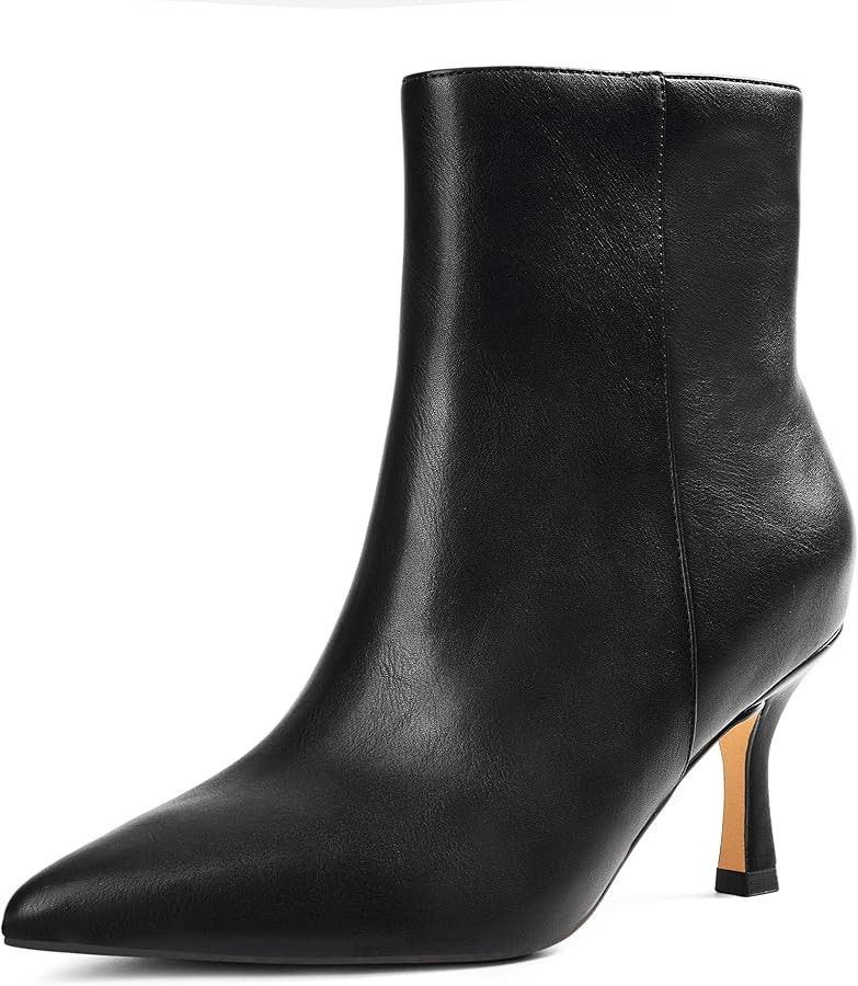 Elisabet Tang Women's Pointed Toe Booties 3 inches Heels Ankle Boots with Side Zipper Dressy Comf... | Amazon (US)