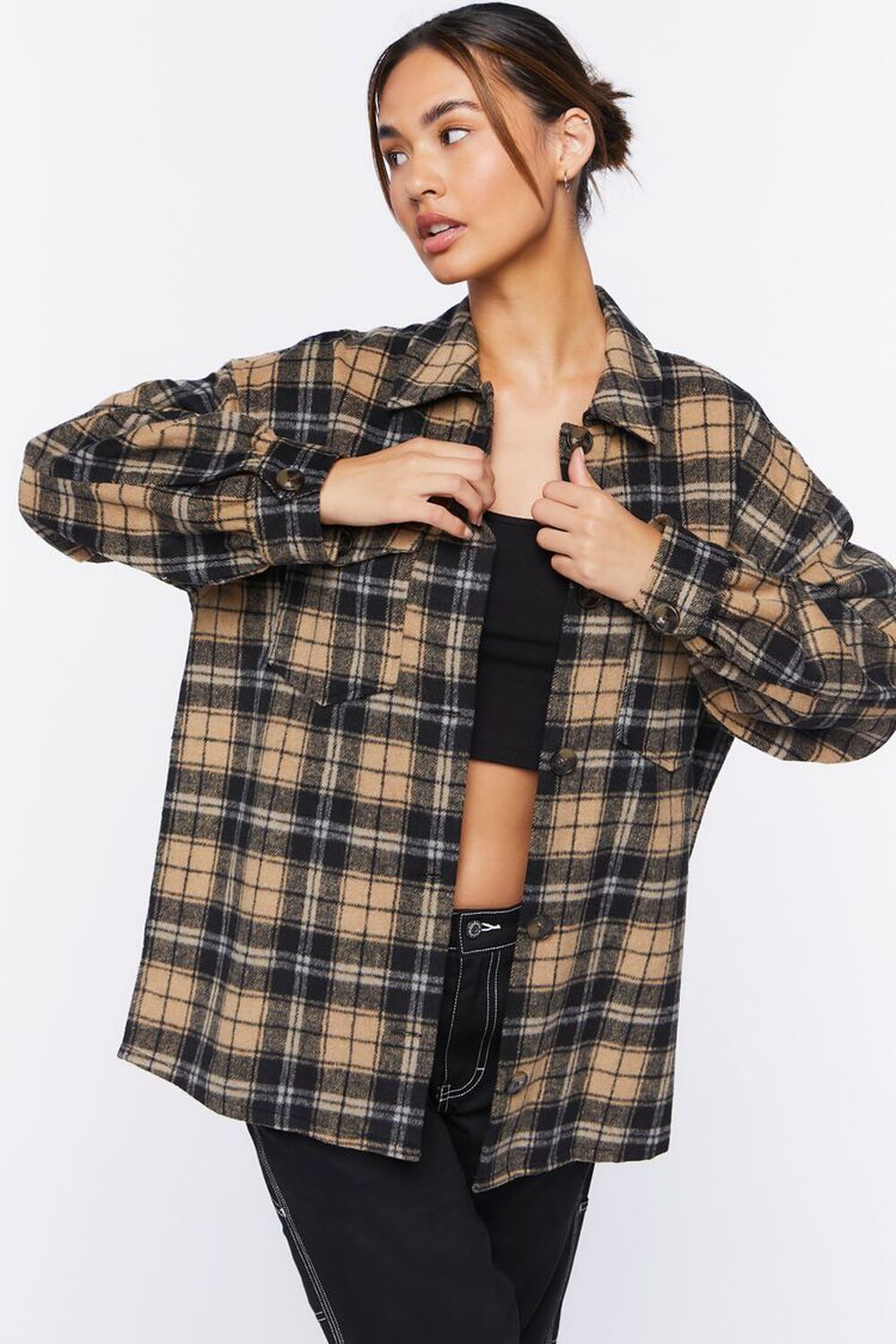 Plaid Button-Up Shacket | Forever 21 | Forever 21 (US)