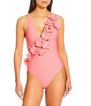 Antonio Melani Solid Rosette Deep V-Neck One Piece Swimsuit | Dillard's | Dillard's