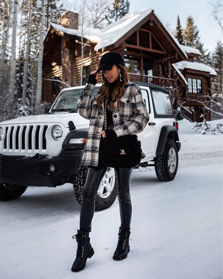 Winter outfit ideas / apres ski outfit / snow outfit 
Nordstrom shacket 
Commando patent leather leggings 
Combat boots



#LTKstyletip #LTKSeasonal #LTKunder100