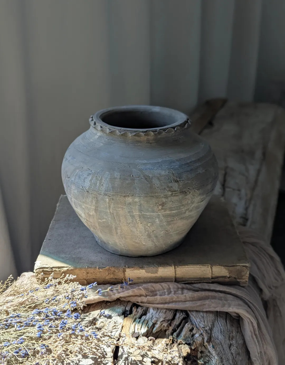 Small Vintage Clay Vessel With Scalloped Detail - Etsy | Etsy (US)