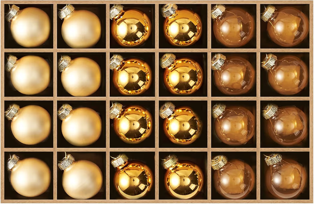 WDS WONDROUS Gold Glass Christmas Ball Ornaments Set of 24 – 1.18” Small Xmas Tree Hanging Or... | Amazon (US)
