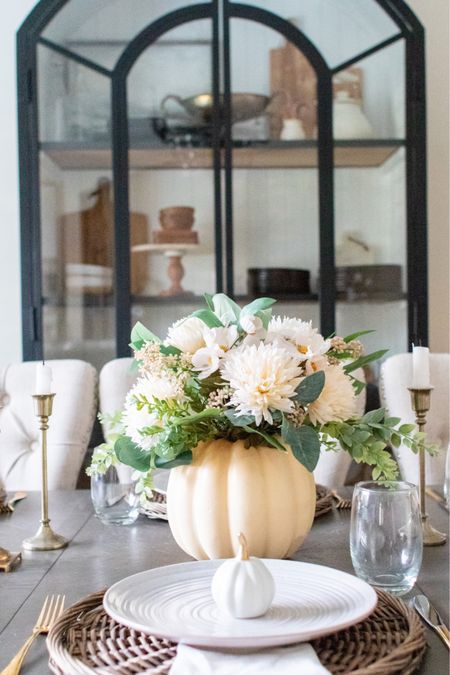 Dining room decor, black hutch, pumpkin vase, pumpkin decor, fall decor, fall table setting 

#LTKSeasonal #LTKhome #LTKstyletip