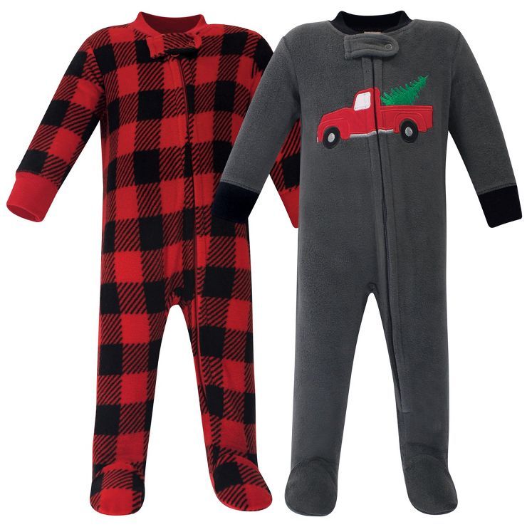 Hudson Baby Infant Boy Fleece Zipper Sleep and Play 2pk, Christmas Tree | Target