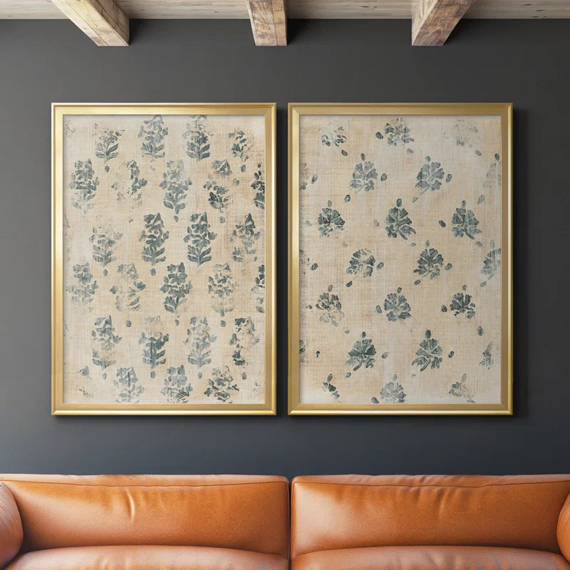 Vintage Blockprint I Framed On Canvas 2 Pieces Print | Wayfair North America