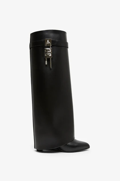 Shark lock 90 black leather boots | Shop Savannahs (US)