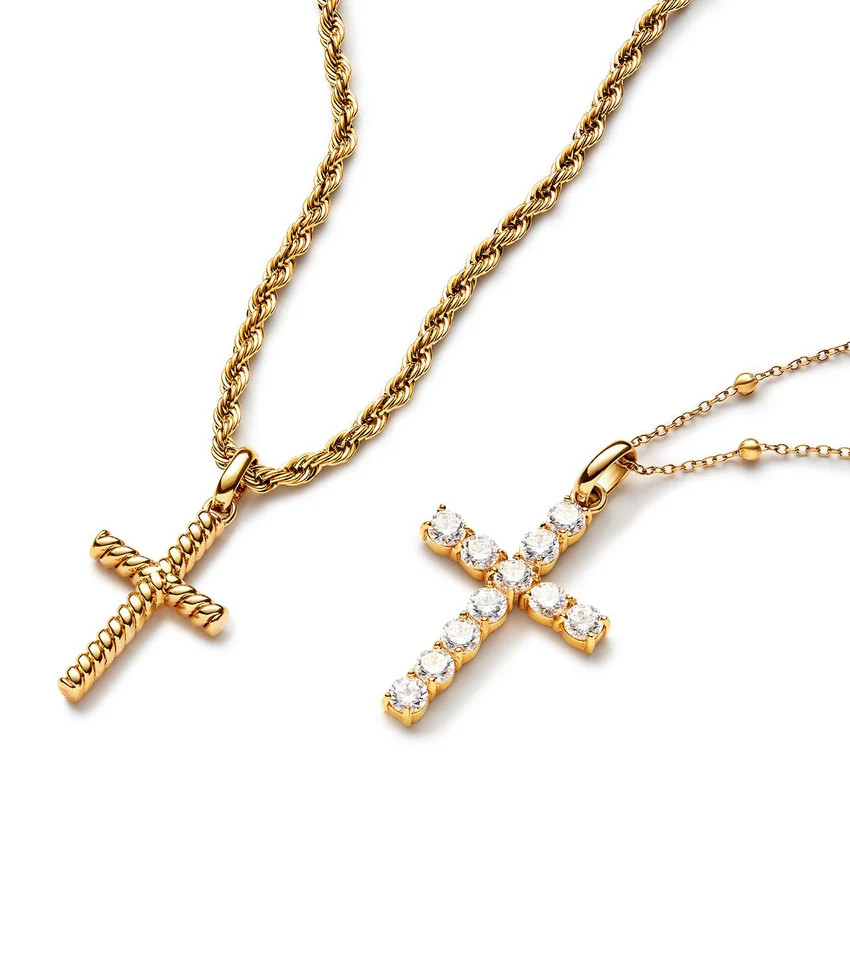 La Croix Crystal Cross Pendant (Gold) | Abbott Lyon
