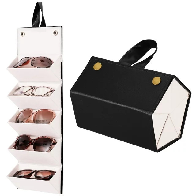 Bocaoying Leather 5-Slot Multiple Travel Sunglasses Organizer Case,Hanging Foldable Eyeglasses Ca... | Walmart (US)