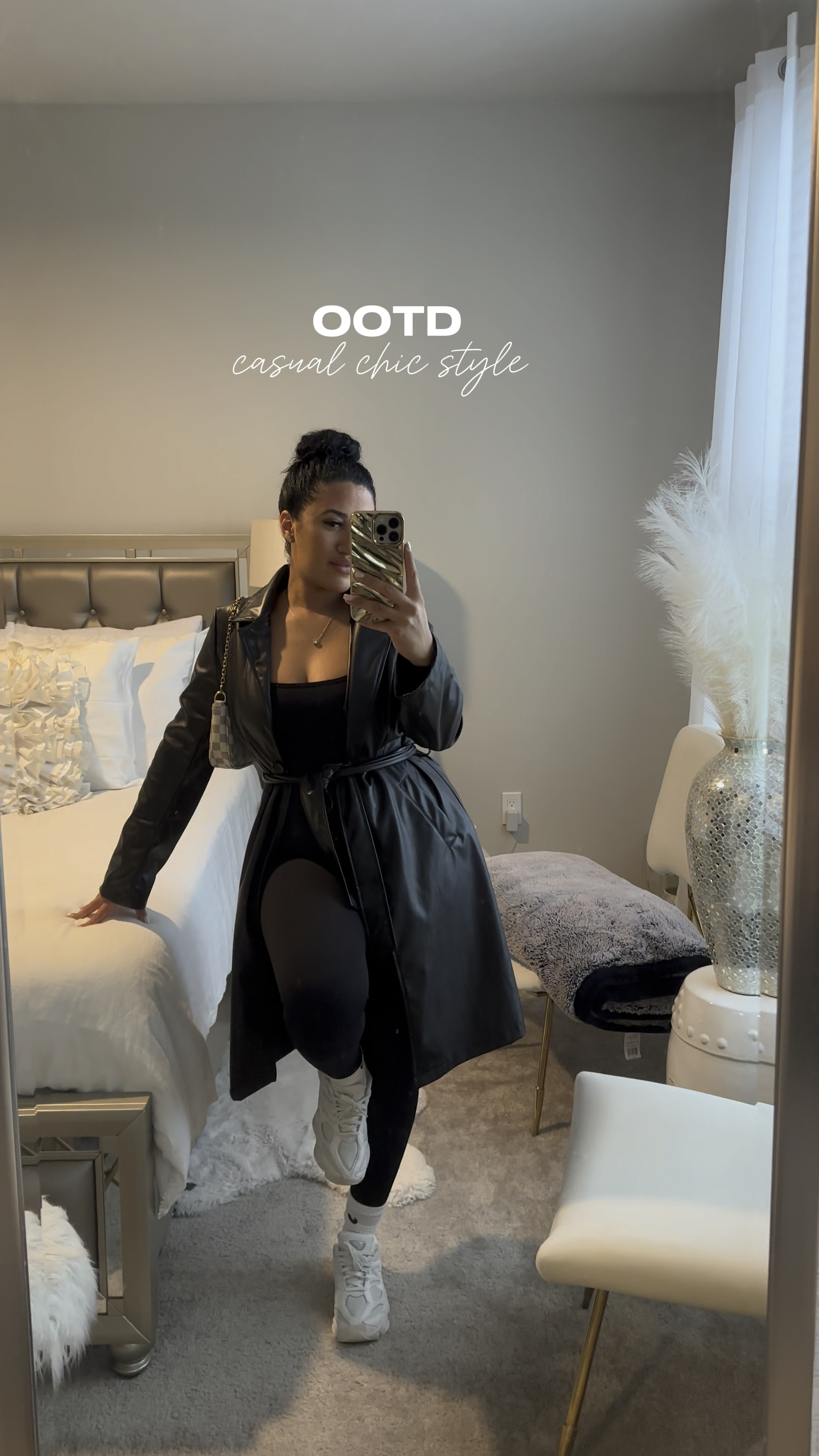 Casual style ootd for last minute shopping 🖤

Wearing a medium in jumpsuit.

Casual outfit 
Neutral outfit
Jumpsuit style
Leather trench coat 
Outfit of the day 
Travel outfit 
Airport style 

#LTKmidsize #LTKstyletip