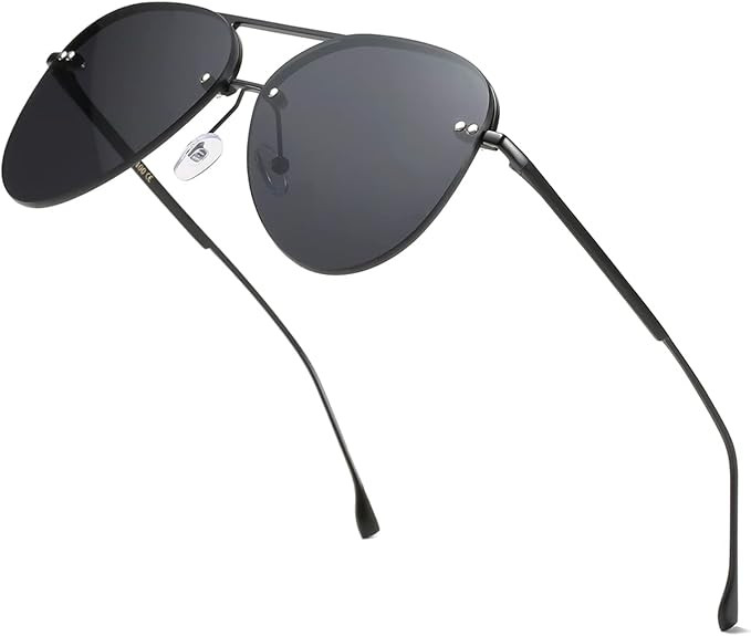 Retro Rimless Women Aviator Sunglasses Classic Lady Oversized Sun Glasses | Amazon (US)