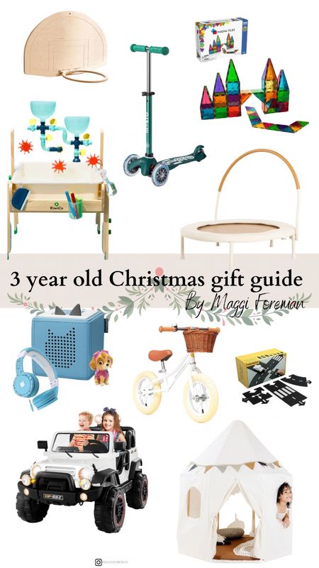 Christmas gift guide for any 3 year old! Toddlers are busy little humans. This gift guide is full of screen free fun for any toddler boy or girl on your list. Water table, trampoline, basket ball hoop and tonies box are some of my 3 year olds favorites currently! 

#LTKGiftGuide #LTKSeasonal #LTKHoliday
