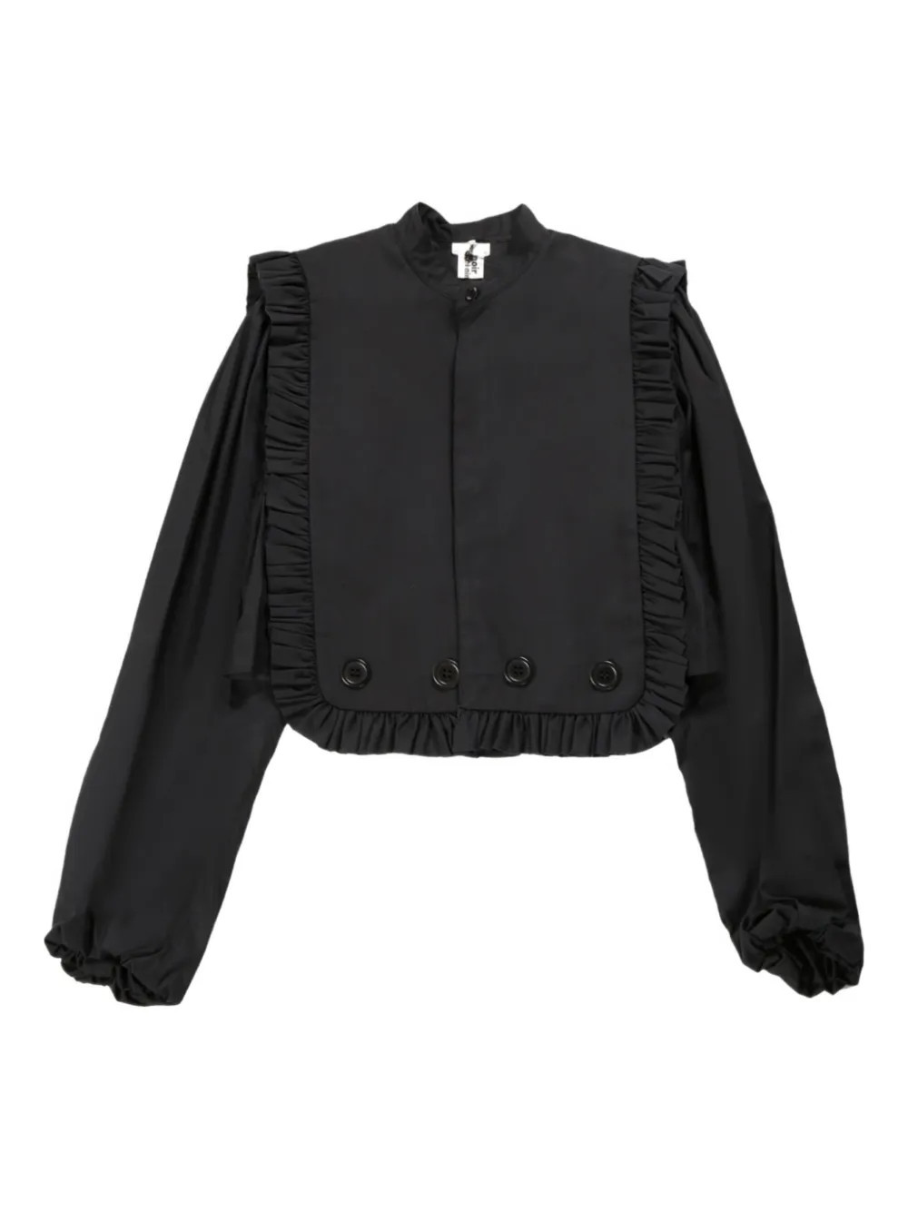 Noir Kei Ninomiya ruffle-detail cropped blouse - Black | Farfetch Global