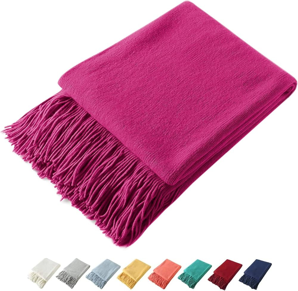 Homiest Decorative Knitted Throw Blanket with Fringe, Lightweight Blanket Acrylic Knit Blanket, S... | Amazon (US)