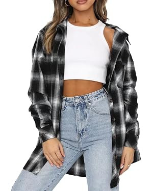 Lacozy Womens Buffalo Plaid Flannel Shirt Long Sleeve Collar Button Down Blouses Tops | Amazon (US)