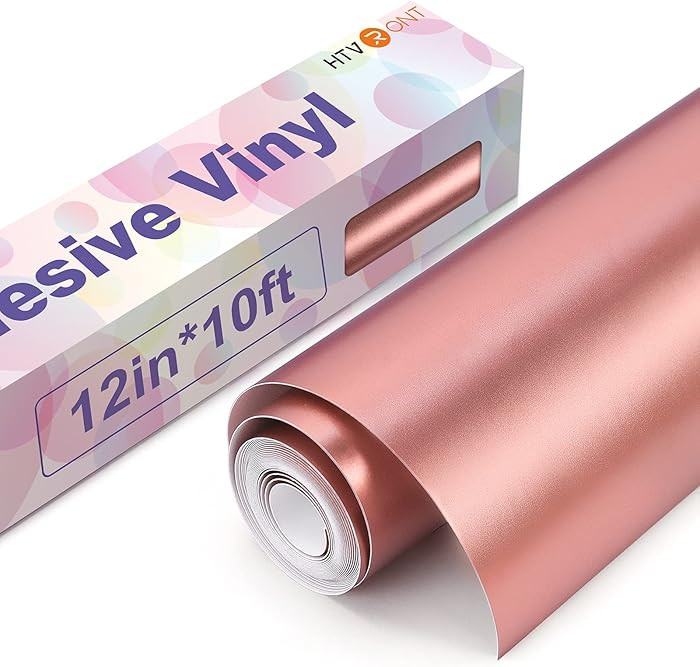 HTVRONT Rose Gold Matte Metallic Permanent Vinyl - 12" x 10FT Matte Rose Gold Permanent Adhesive ... | Amazon (US)