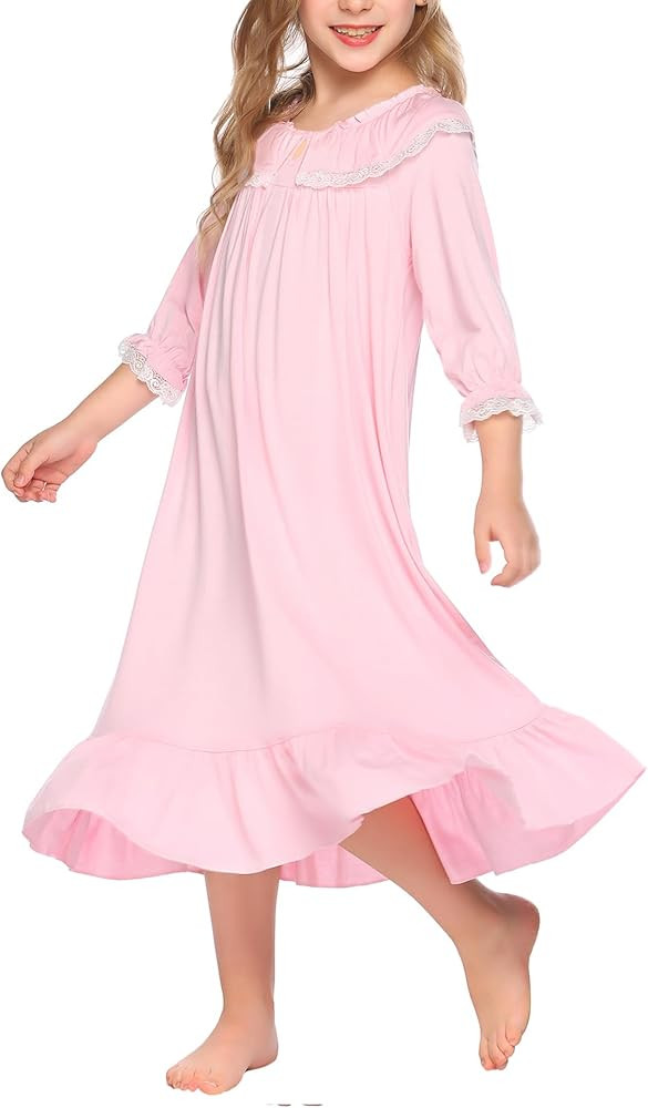 Ekouaer Girl's Soft Princess Nightgowns Sleep Shirt | Amazon (US)