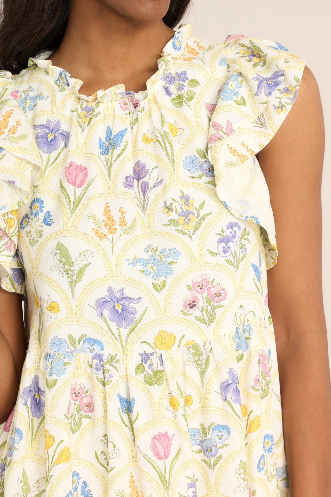 Dramatic Poise Ivory Floral Print Dress | Red Dress