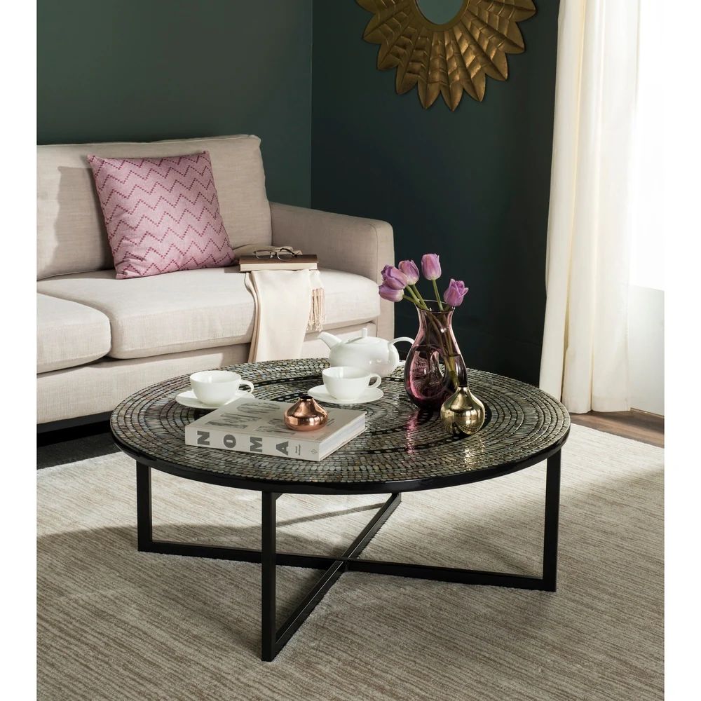 Safavieh Cheyenne Grey Round Coffee Table - 39.8"x39.8"x15.4" (TRB1001G) | Bed Bath & Beyond