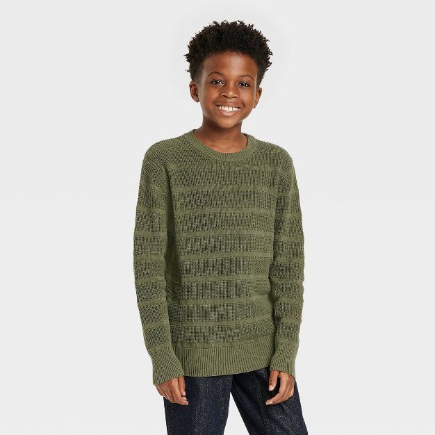 Boys' Textured Striped Crew Neck Sweater - Cat & Jack™ | Target