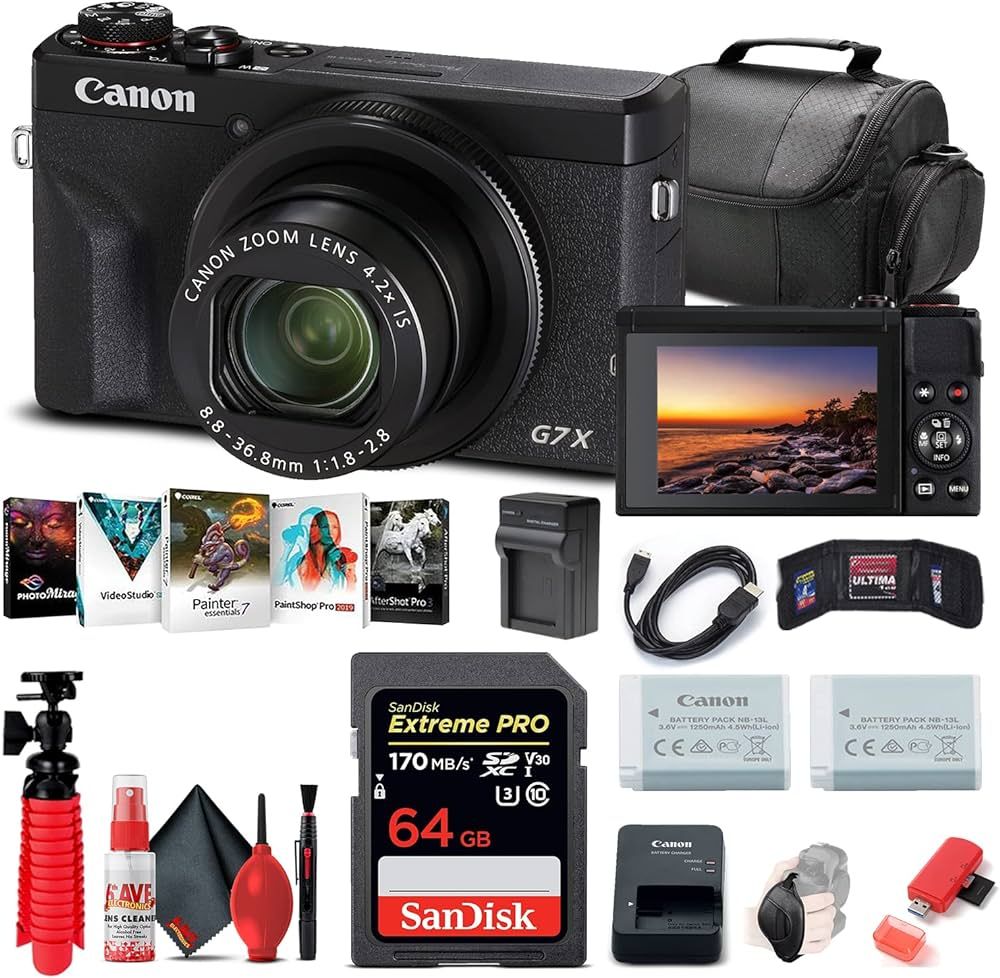 Canon PowerShot G7 X Mark III Digital Camera (Black) (3637C001) + 64GB Memory Card + NB13L Batter... | Amazon (US)