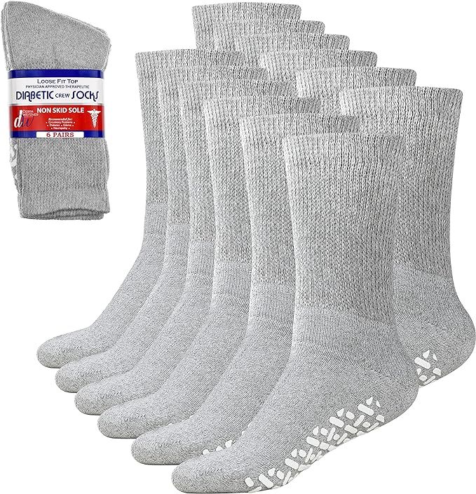 Debra Weitzner 6Pk Non-Binding Loose Fit Sock - Non-Slip Diabetic Socks for Men and Women - Crew,... | Amazon (US)